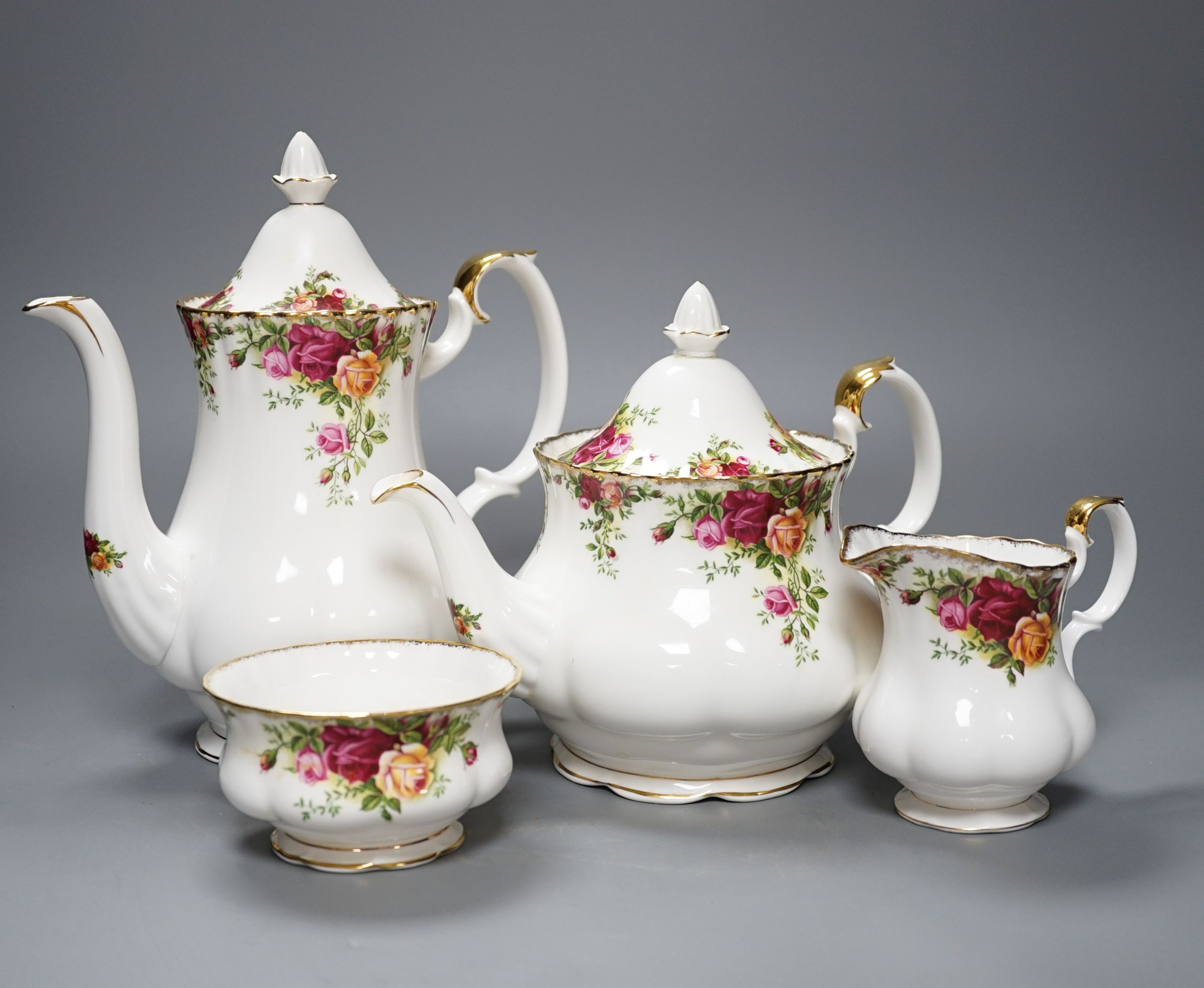 A Royal Albert Old country Roses pattern part tea and coffee set.